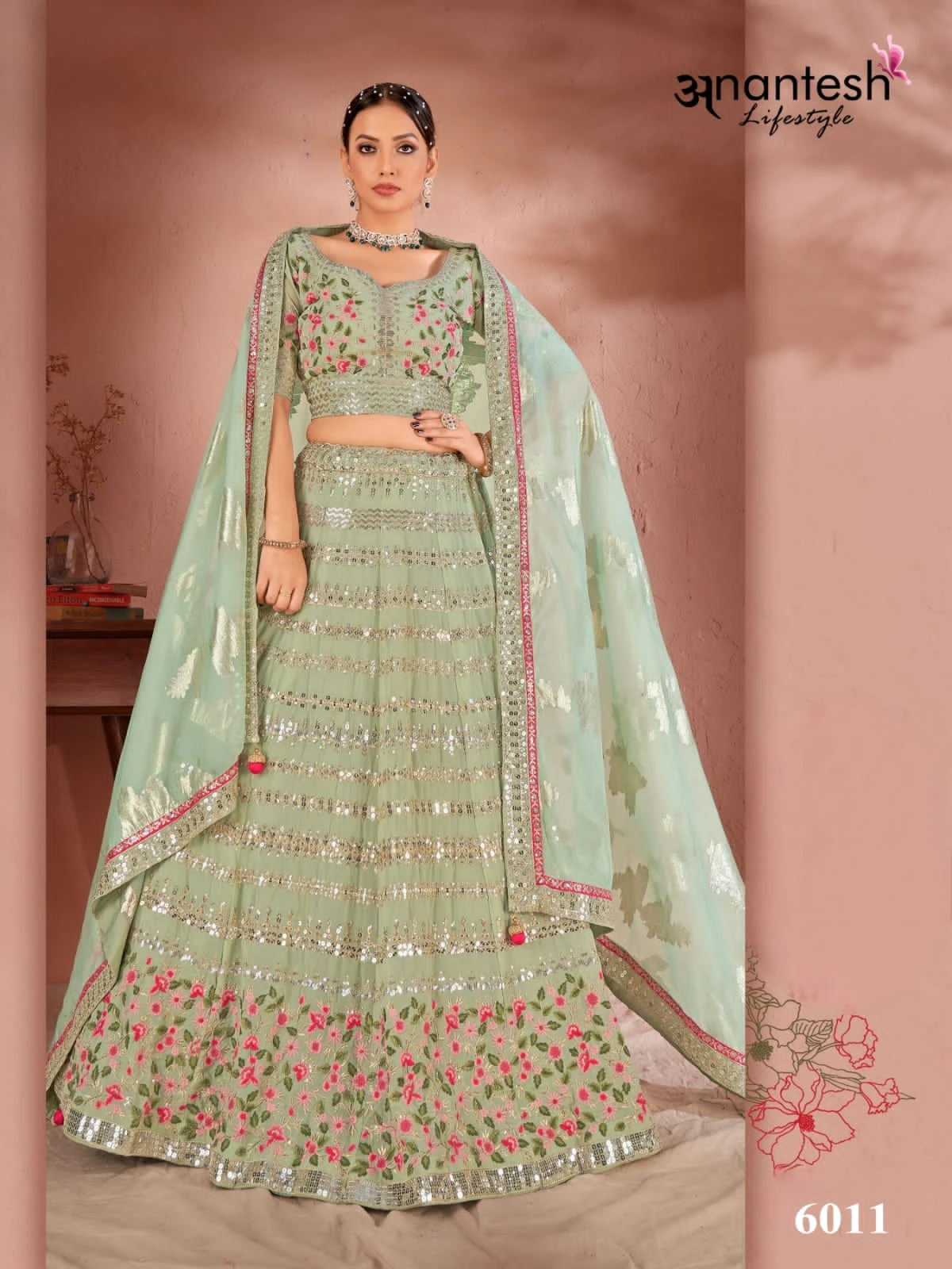 Anantesh Maharani Vol 2 Premium Net / Georgette Wholesale Lehenga Catalog — Wholesale Lehenga, MPA wholesale from Surat - Gallery Image 3